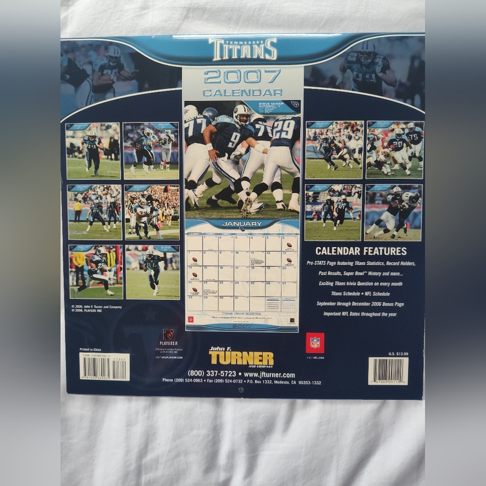 Vtg. 2007 Tennessee Titans 12 Month Calendar.  12 X 12 - Picture 5 of 7